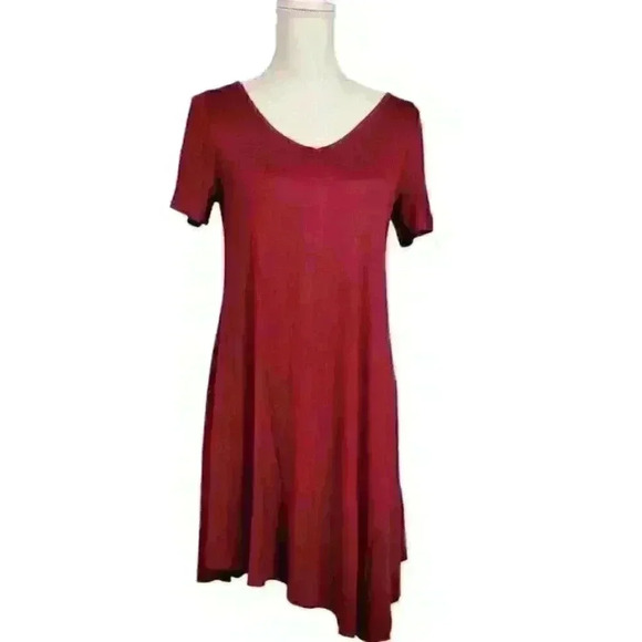 LOT of 2 Woman's Dresses CHOCOLATE BROWN & BURGANDY RED Short Sleeve STRETCH M/L - Picture 8 of 9
